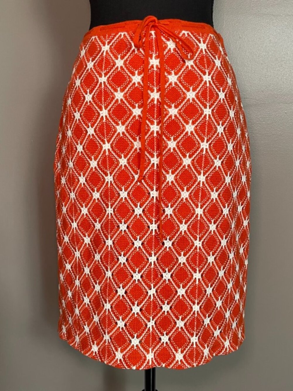 BURBERRY Blue Label orange and ivory textured knit skirt
